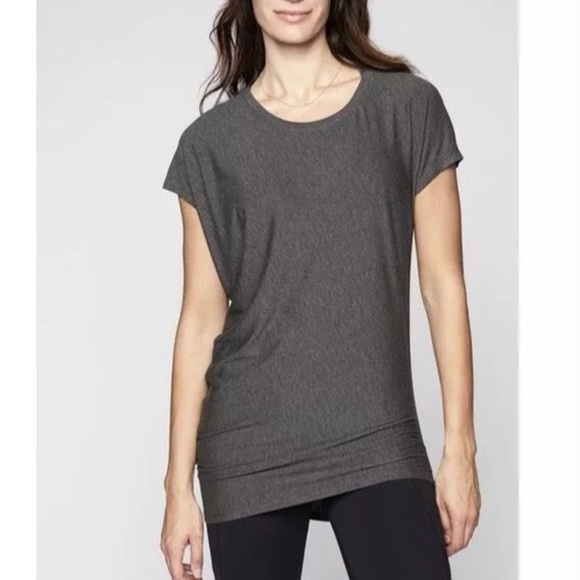 Athleta Tops - Athleta Threadlight Asym Relaxed Heather Gray Short Sleeve T Shirt Tunic Top
